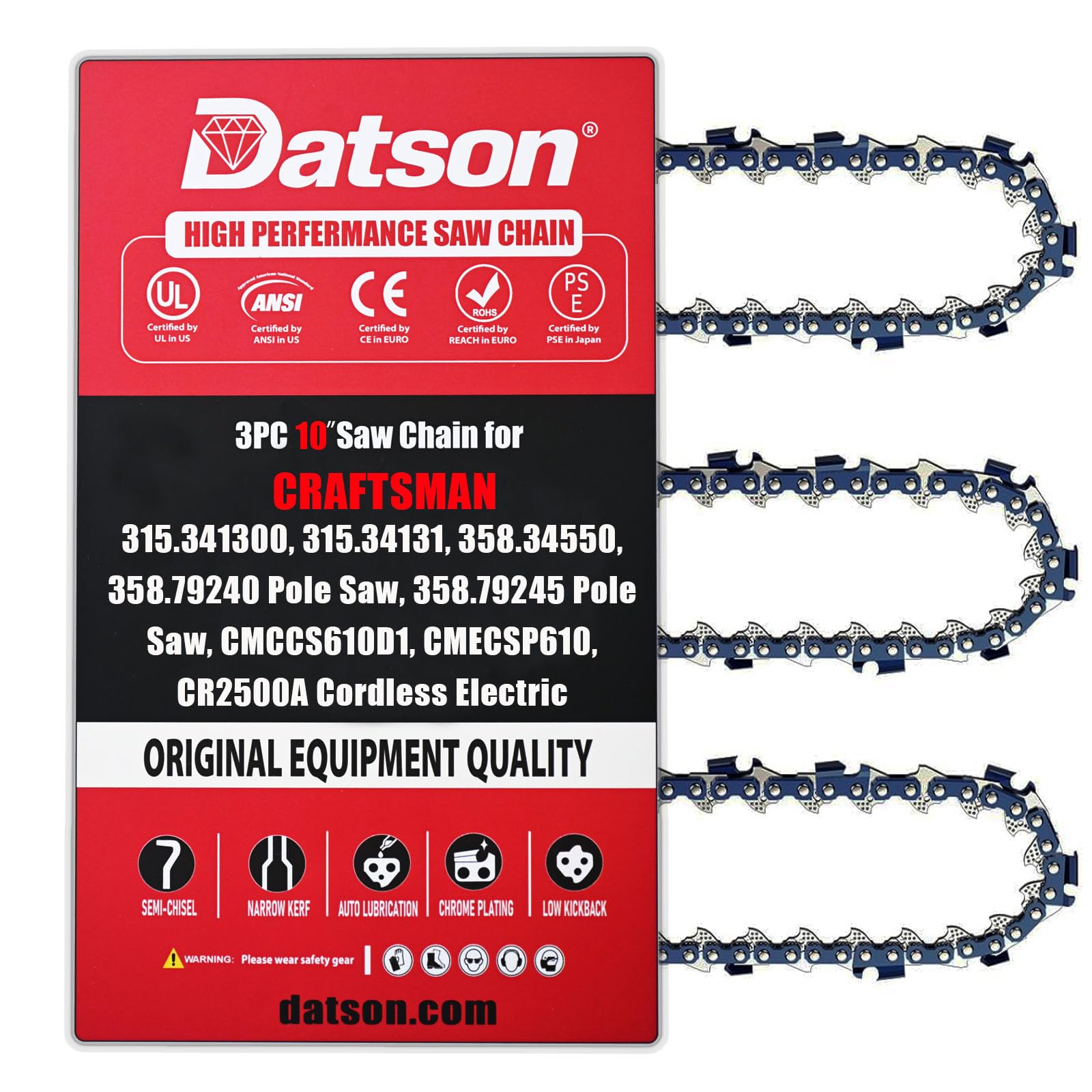 Amazon.com: 3PC 10 Inch Chainsaw Chain for Craftsman CMCCS610D1